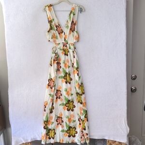 Justify Junior's Cutout Floral Hippie Boho‎ Maxi Dress Size L